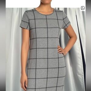 VIBE sportswear Bodycon Plaid midi grey w black Dress Large 68